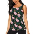 thumbnail image 1 of Balery Pink Sleeping Fox Camiseta sin mangas estampada ligera para mujer, tops de entrenamiento sin mangas, camisetas de yoga transpirables de secado rápido.-Small, 1 of 7