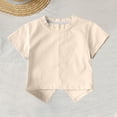 thumbnail image 6 of NAISIBABY Girls Short Sleeve T-Shirt, Back Bow Summer Soft Crewneck Kids Cute Fashion Tee Beige Size 3, 6 of 7