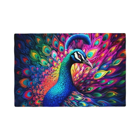 

Table Placemats Set of 6 - Rainbow Colorful Peacock 12x18 In Faux Linen Double Heat Resistant Place Mats Cloth Indoor/Outdoor Placemats Washable Table Mats for Dining Kitchen Party