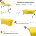 thumbnail image 4 of GFDYREE 2 Pack 6ft Stretch Spandex Yellow Table Cover for Standard Folding Tables - Universal Rectangular Fitted Tablecloth Protector for Wedding, Banquet and Party, 4 of 7