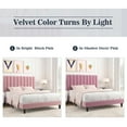 thumbnail image 4 of Allewie King Size Velvet Upholstered Bed Frame with Vertical Channel Tufted Headboard, Pink, 4 of 10