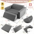 thumbnail image 3 of Costway Kids Modular Play Sofa 8 PCS with Detachable Cover for Playroom & Bedroom Indoor Gray, 3 of 10