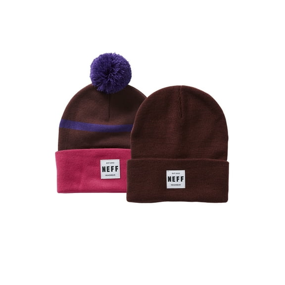 Neff Lawrence and Stripe Pom Men's Beanie, 2 Pack