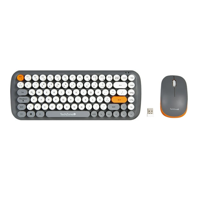 Teclado y Mouse Inalámbrico Techzone Diseño Retro Teclas Removibles