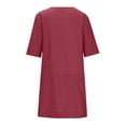 thumbnail image 5 of gakvbuo Summer Dresses for Women 2023 Plus Size Dress for Women Sundresses Women'S Crewneck Loose Half Sleeve Solid Knee-Length Dress, 5 of 8