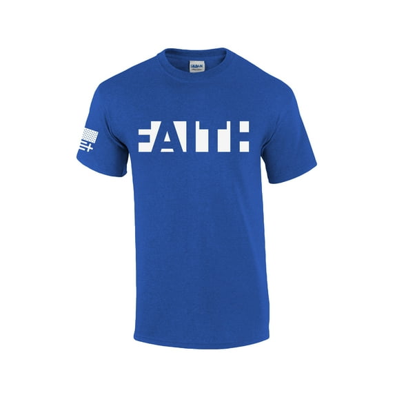 Mens Christian Faith Jesus Christ American Flag Short Sleeve T-shirt Graphic Tee-Antique Royal-5xl