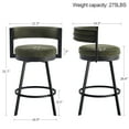 thumbnail image 4 of Zesthouse 26.6″ Swivel Bar Stools Set of 2, Linen Upholstered Counter Stools with Barrel Back and Metal Legs, Modern Counter Height Barstools for Kitchen Island, Green, 4 of 12