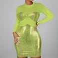 thumbnail image 3 of DAETIROS Women Dresses Long Sleeved Round neck Solid Sexy Dresses Fashion Dresses Green Trendy Skirt Size L, 3 of 7