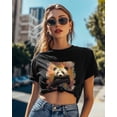 thumbnail image 4 of T Shirts for Women Short Sleeve Cotton Crewneck T-Shirt, Abstract Art Vintage Panda Tee Tops Casual Basic T-Shirts, XS-5XL Black XXL, 4 of 7