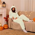 thumbnail image 5 of Unisex Adult Onesie Pajamas BWASD Casual One Piece Snug Fit Thick Warm Plush Pajamas Soft Solid Color Long Sleeve Hooded Loungewear Soft for Fall Winter Sleepwear Beige,L, 5 of 7