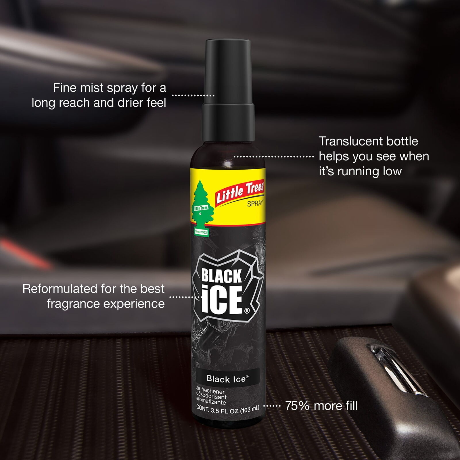Little Trees Black Ice Scent Car Spray Air Fresheners Non-Aerosol 3.5oz 12 PACK