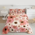 thumbnail image 2 of Homewish Cartoon Flower Daisy Bedding Comforter Set,Retro Rustic Floral Twin Comforter Sets,Pink Orange Blossom Bedding Set For Girls Kids,Microfiber Bedroom Decor Reversible,2pcs, 2 of 8