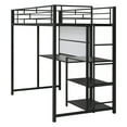 thumbnail image 7 of Kacho Metal Twin Loft Bed with Desk, Whiteboard and Ladder, Loft Bed Frame with 3-tier Storage Shelves, Space-Saving, Noise Free, Heavy-Duty Loft Bed Frame for Teens, No Box Spring Needed, Black, 7 of 7