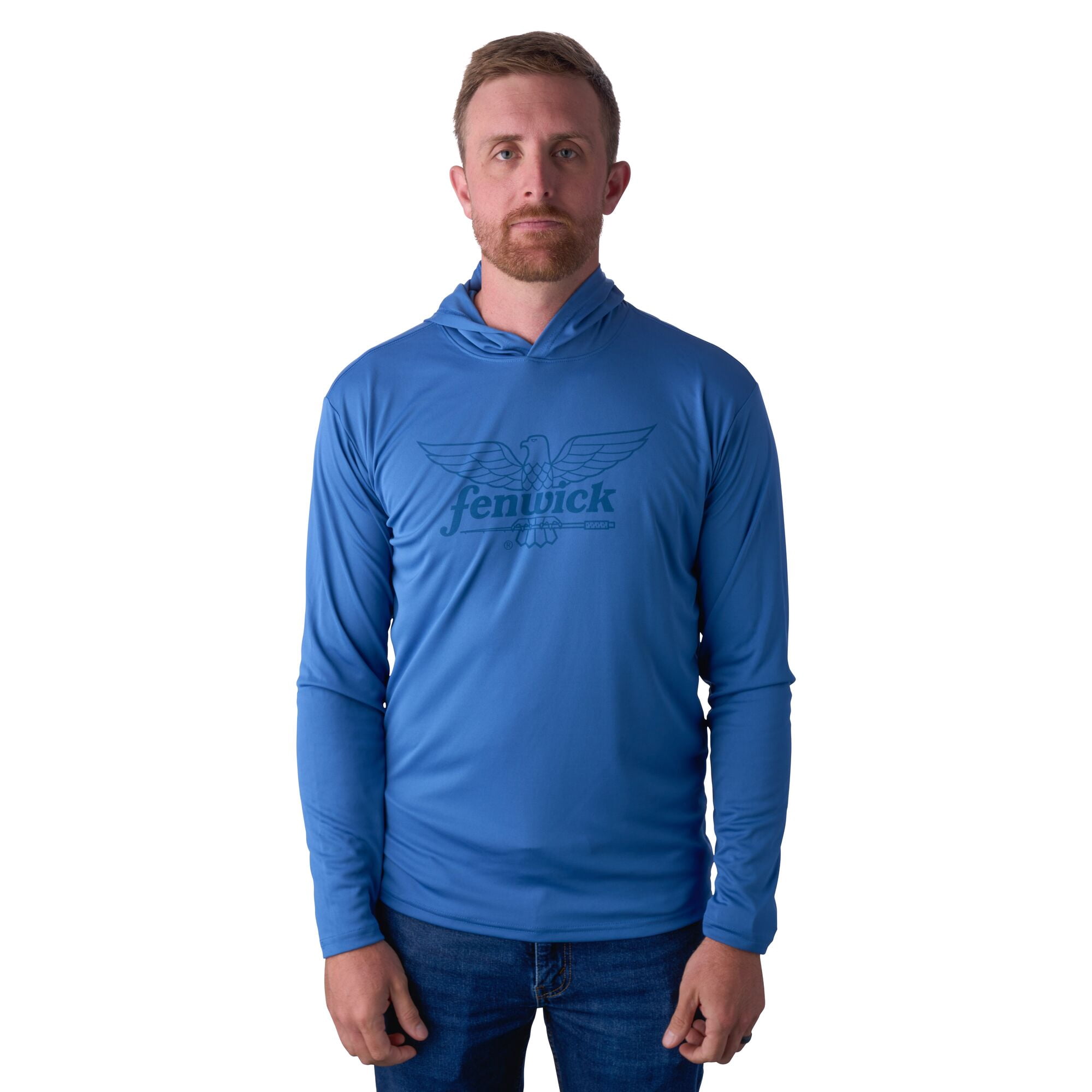 Fenwick Performance Long Sleeve Hooded Sun Shirt, River, Size XL