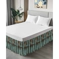 thumbnail image 4 of Retro Wood Grain Bed Skirt Gradient Barn Door Farmhouse Board Bed Skirts California King Size 16 Inch Drop, Wrap Around Dust Ruffle&nbsp;Bedskirt with Adjustable Elastic Belt for Queen Size Beds, 4 of 7
