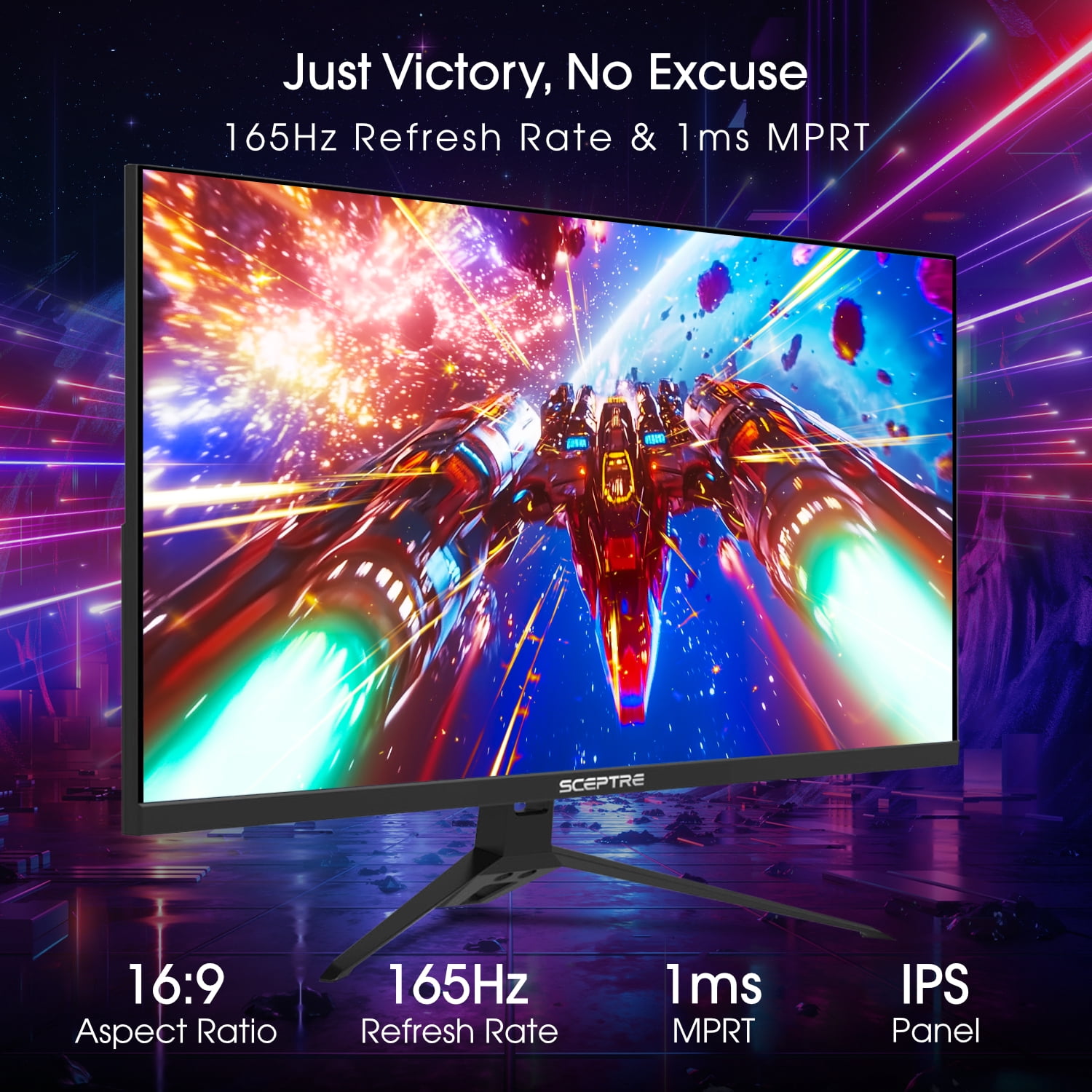 Sceptre New IPS 27-Inch Gaming Monitor 180Hz 1ms DP HDMI Build-in Speakers 2025 (E275B-FPT165.A1)