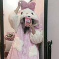 thumbnail image 3 of Sanrio-Pijama Kawaii My Melody con capucha para mujer, camisón de terciopelo Coral para el hogar, ropa de invierno para mantener el calor, felpa de Anime rosa, 3 of 3