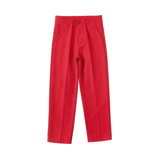 KYAIGUO Pantalon Habillé pour Garçons 4-17T, Pantalon d'Uniforme Scolaire Formel pour Tout-Petits à devant Plat