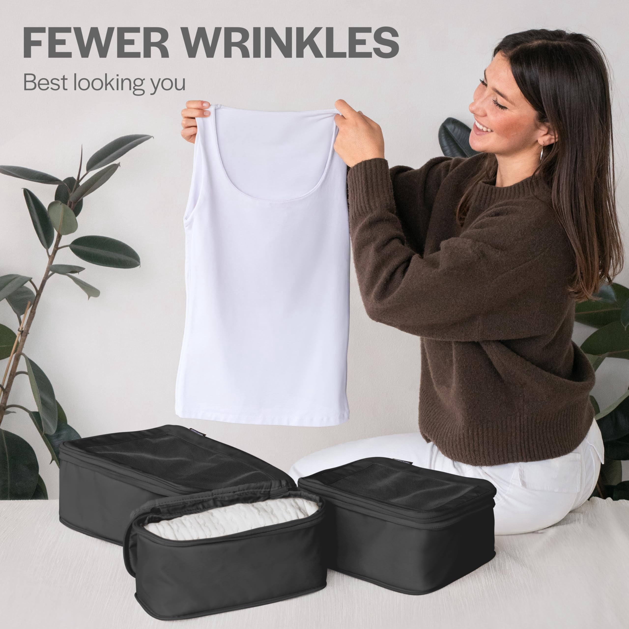 Black 2-Pack Travel Packing Cubes Luggage Organizer Bags
