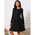thumbnail image 4 of DARING DIVA Long Sleeve Round Neck A- Line Swing Knee Length Dress S Black, 4 of 8