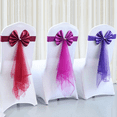 thumbnail image 2 of Chair Sashes Stretch Bow Knot Elastic Chair Bows With Organza Ribbon For Wedding Banquet Birthday Hotel Party Decoration Supplies, 2 of 9