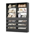 thumbnail image 5 of Homieasy 2-Pack Space-Saving Modular Armoire Wardrobe Closet System with 8 Drawers & Adjustable Shelves - Expandable Wood Storage Cabinet for Bedroom/Entryway, Easy Assembly,Black, 5 of 7