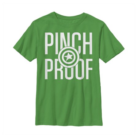 Boy s Marvel Captain America Shield Pinch Proof St. Patrick s Graphic Tee Kelly Green X Large