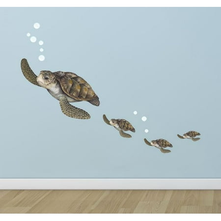 Ocean Decal Set - Sea Turtle Family Decals ~Ocean Vinyl Tortoise Underwater Wall Sticker Decor