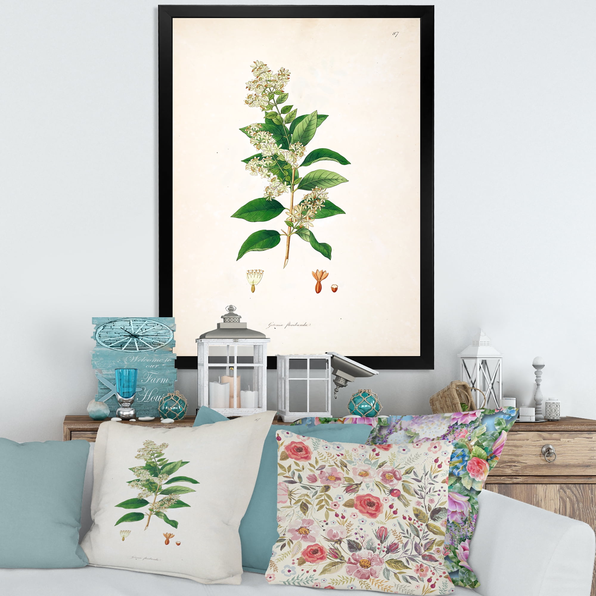 Designart 'Ancient Botanicals XVII' Farmhouse Framed Art Print