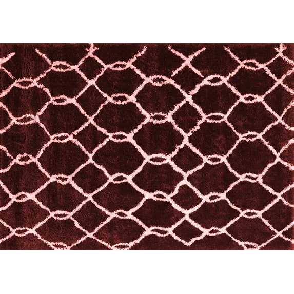 Ahgly Company Indoor Rectangle Trellis Red Modern Area Rugs, 7' x 9'