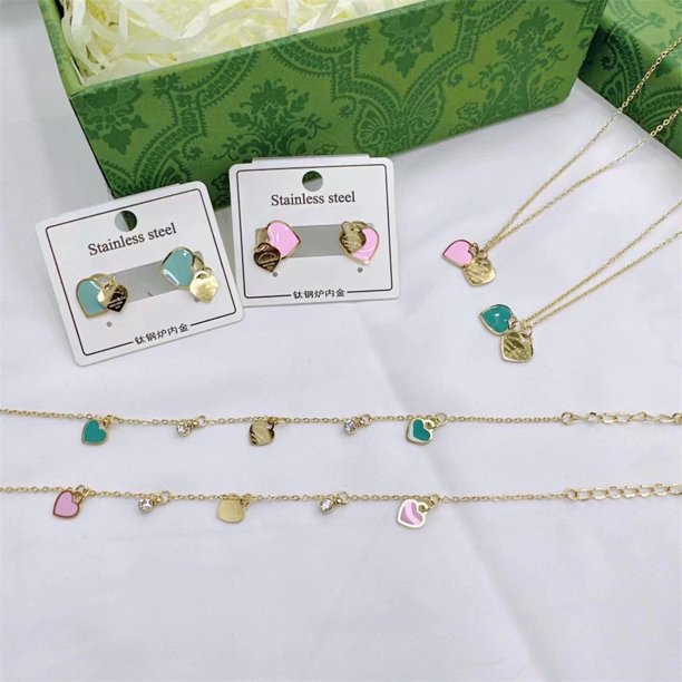 Collar Con Colgante De Corazón En Forma Love Pendientes De Acero Inoxidable Regalo Del Día De San Valentín Regalos Para Novia Joyería