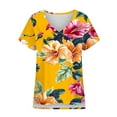 thumbnail image 6 of GaThRRgYP Womens Tops Short Sleeve Pullover,Women's Fashion Printed Camisole Short Sleeve T-shirt Loose Tank V-Neck Tops Yellow L, 6 of 7