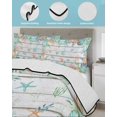 thumbnail image 3 of Twin XL Quilt Bedding Set, Beach Coastal Reversible Summer Quilt 3 Pieces, Summer Coral Starfish Nautical Ocean Retro Lightweight Bedspreads Coverlets with 2 Pillow Shams for All Seasons, 3 of 5