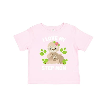 

Inktastic Cute Sloth I Love My Step Mom with Green Leaves Gift Toddler Boy or Toddler Girl T-Shirt