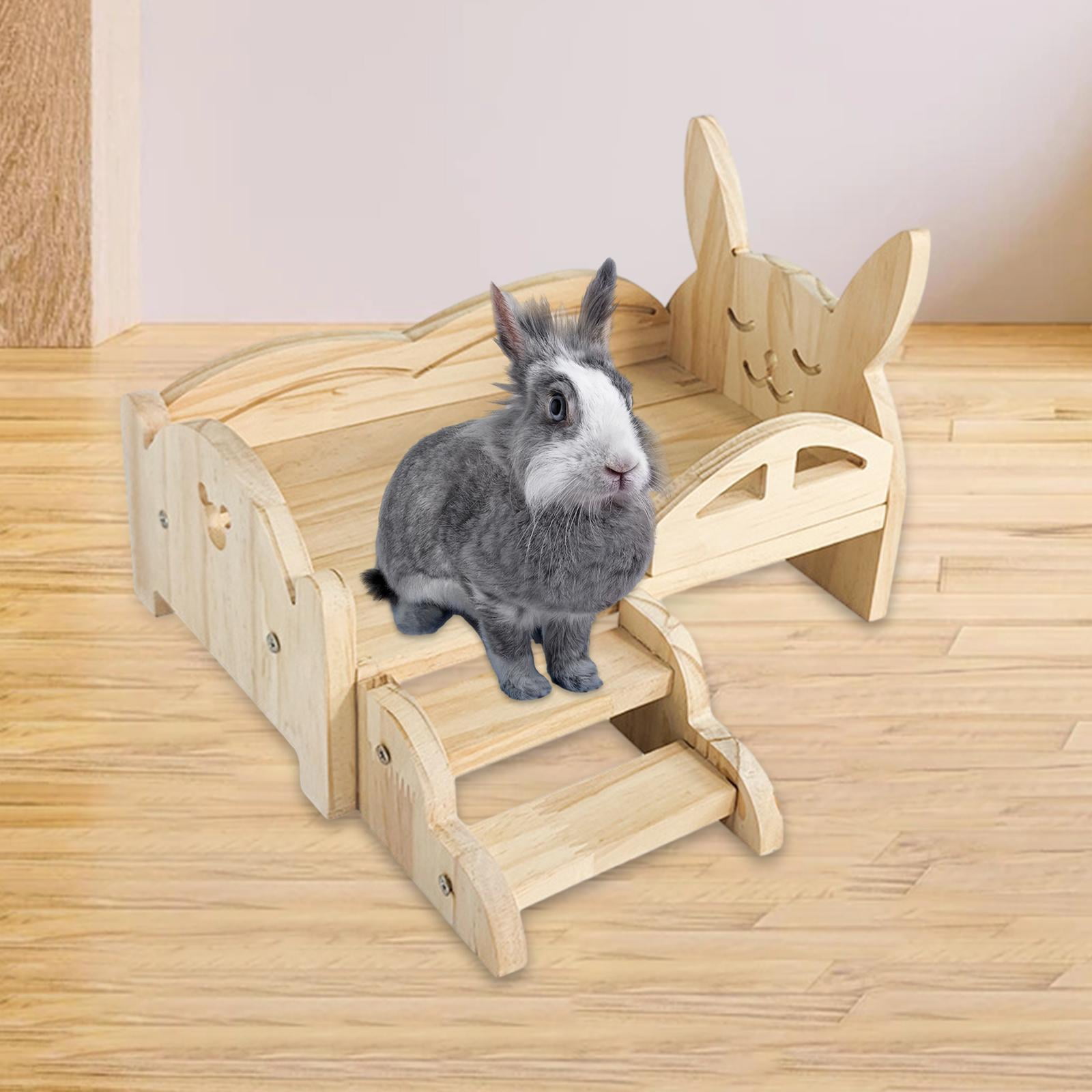 Wooden Guinea Pig Bed Small Animals Bed Durable with Steps Playing Sleeping Hiding Hideout for Rabbits Chinchillas Hedgehogs Small Rabbit