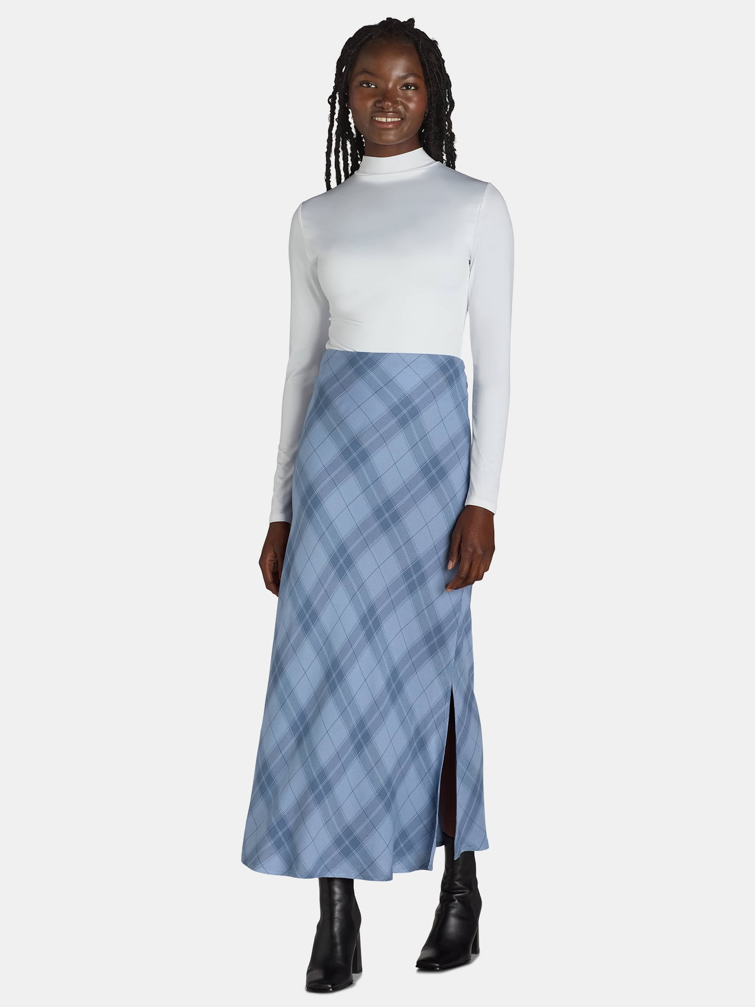 Time and Tru Women's Satin Maxi Slip Skirt, Sizes XS-XXXL