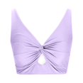 thumbnail image 6 of Wyobmus Womens Bikini Tops Cropped Tankini Tops Beach Padded Knot Twist Cut Out Adjustable Straps Tankini Swimsuit A-Purple, 6 of 7