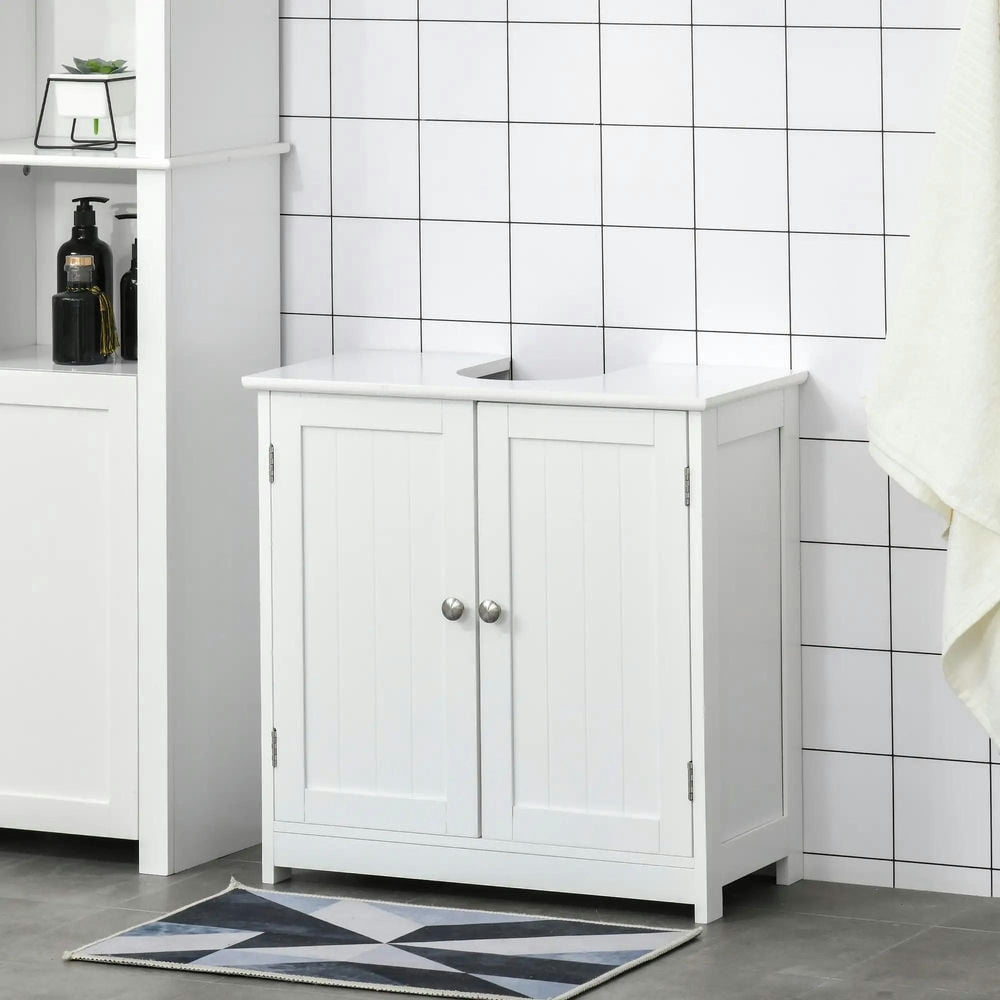 Topcobe Bathroom Vanities, Bathroom Sink Cabinets with U-Shape Cut-Out and Adjustable Internal Shelf, Indoor Modern Furniture for Bathroom, White