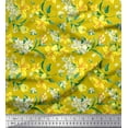 thumbnail image 1 of Soimoi Crepe Silk Fabric Ogee Damask,Plumeria & Daffodil Floral Print Fabric by Yard 42 Inch Wide, 1 of 1