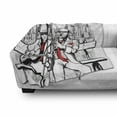 thumbnail image 3 of Music Soft Flannel Fleece Blanket, Jazz Men Band Playing Beats in New York at Night Retro Style Illustration Print, Cozy Plush for Indoor and Outdoor Use, 60" x 80", Red Black Ecru, by Ambesonne, 3 of 6