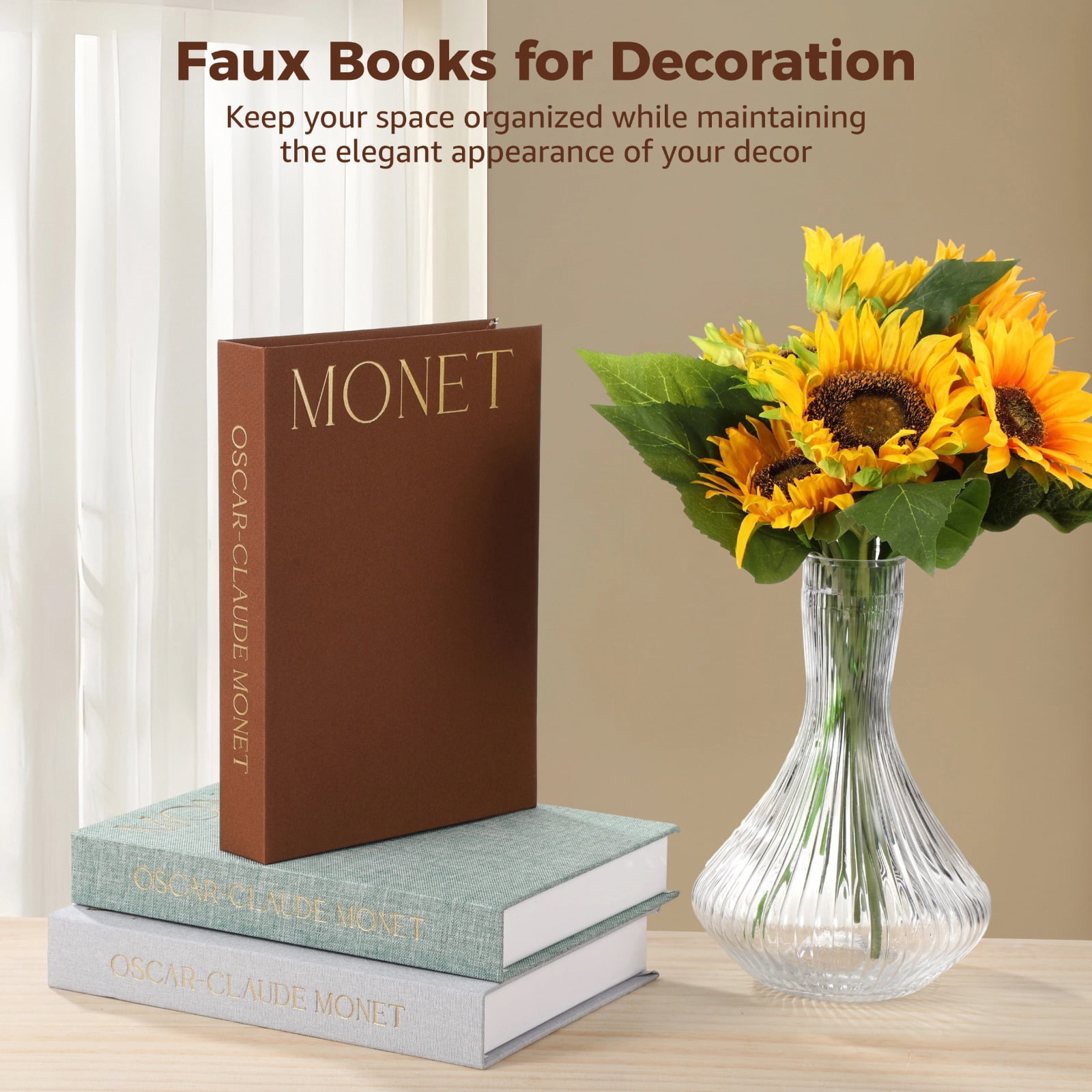 Linen Decorative Books 3 Pcs, Faux Books for Decoration, Green Brown Gray Covers, Hidden Storage Compartments, Home Decor Books