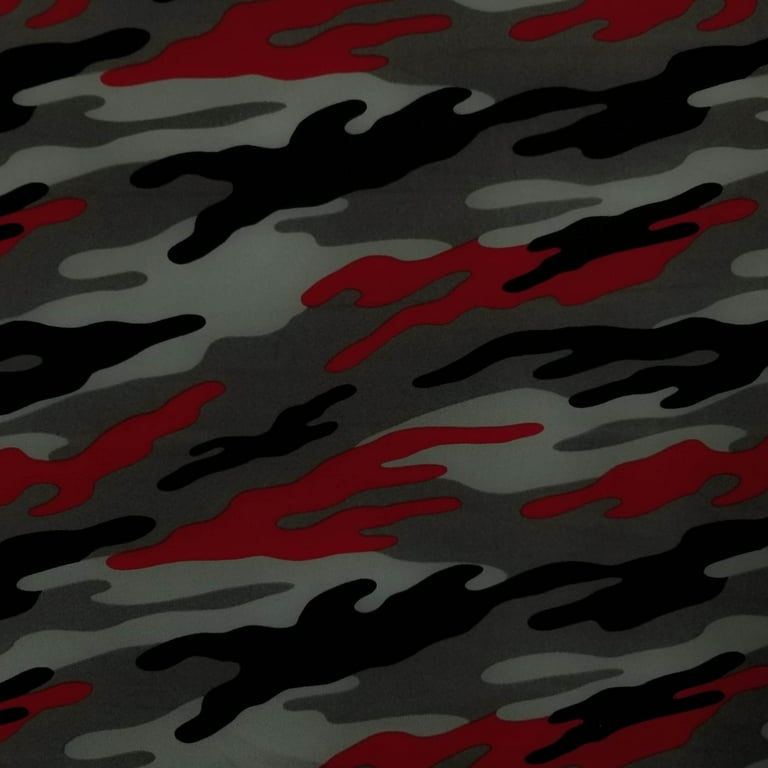 Red and Black Camo Fabric by the Yard, Camouflage Fabric, Red Camo