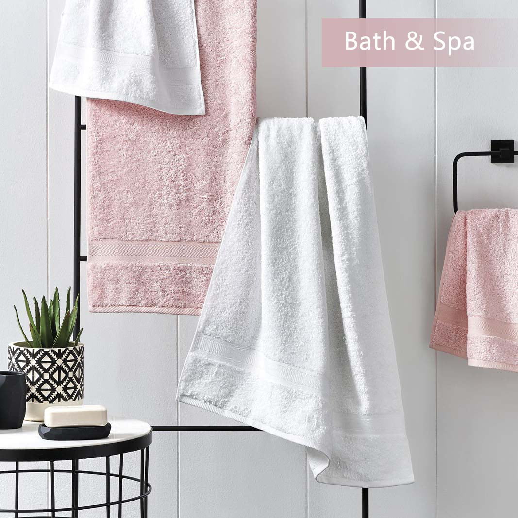 Manzala Bath Towel with Dobby Border, 27 x 54, White, Bath Towels, Towels, Bed and Bath Linens, Open Catalog
