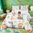 thumbnail image 3 of Manfei Dreamy Dinosaur Animals Full Size Comforter Sets,Cute Wildlife Bedding Comforter Set,White,Polkadot Reversible,3 Pieces,1 Comforter and 2 Pillowcases, 3 of 7