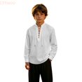 thumbnail image 2 of LYHaoo Boys Long Sleeve Shirt Kids Classic Lace up Theme Tops(11-12 Years), 2 of 7