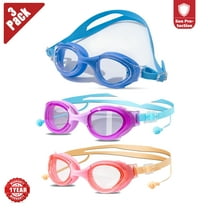Kids Swimming Goggles with Adjustable Straps, Earplugs, Anti-Fog, UV Protection Swim Goggles