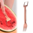 thumbnail image 1 of Watermelon Cutter Slicer Tool 2 In 1 Watermelon Cutter Stainless Steel Watermelon Slicer Portable Watermelon Fork Fruit Watermelon Slicer Cutter For Kitchen Party Camping Rose, 1 of 7