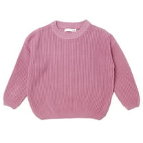 Odeerbi Sweater for Kids Baby Girl Boy Oversized Knit Sweater Crewneck Pullover Sweatshirt Solid Warm 2025 Long Sleeve Tops Blouse Hot Pink