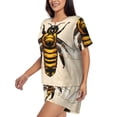thumbnail image 2 of Rateoe Honey Bee Pattern Women's Short-Sleeved Pajama Set - 2 Piece Soft and Lightweight Sleepwear Set-3X-Large, 2 of 7