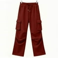 thumbnail image 4 of Cargo Sweatpants for Women Baggy Wide Leg Yoga Sweat Pants Stretchy Casual Drawstring Solid Color Elastic Waist Athletic Joggers with Pockets, 4 of 5